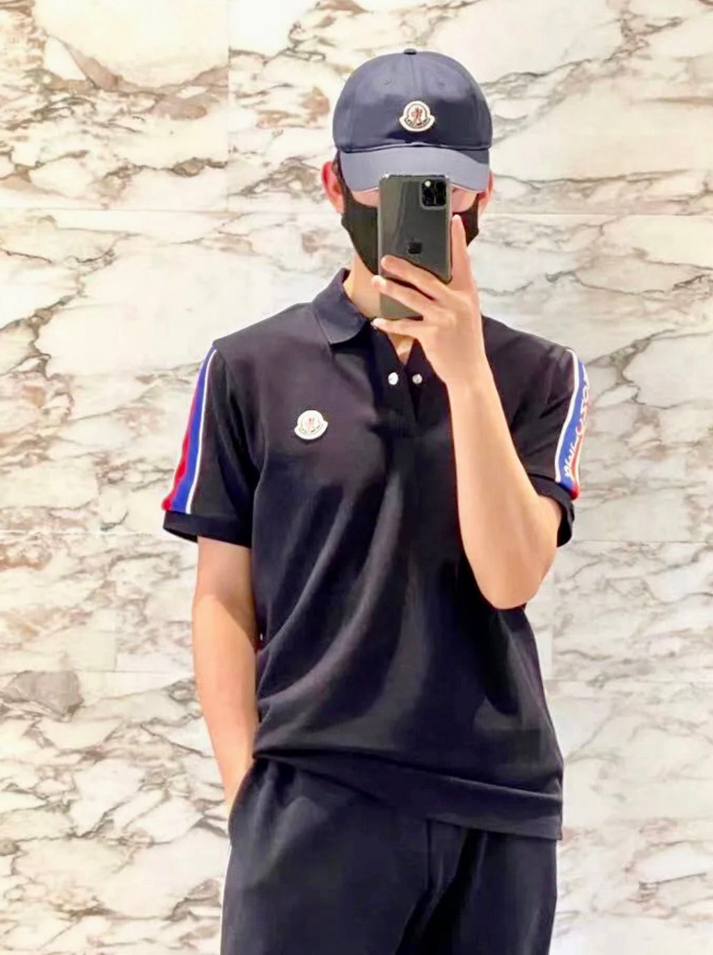 Navy shoulder Polo shirt